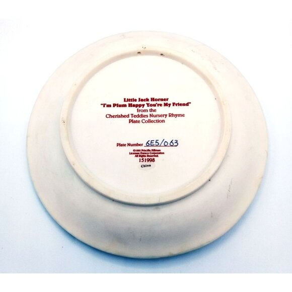 Plate Cherished Teddies Little Jack Horner Im Plum Happy Youre My Friend 6.25" - Picture 11 of 16